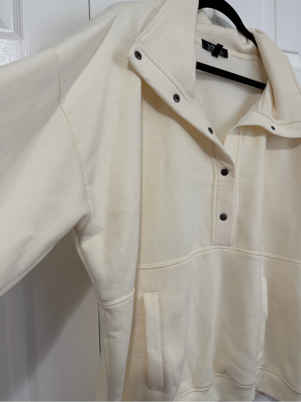 Cream Size XL Snap-Front Zip Pullover Sweatshirt - Picture 3 of 6